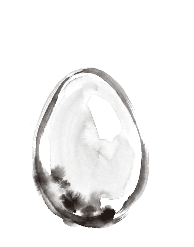 A sealed ink-drawn egg